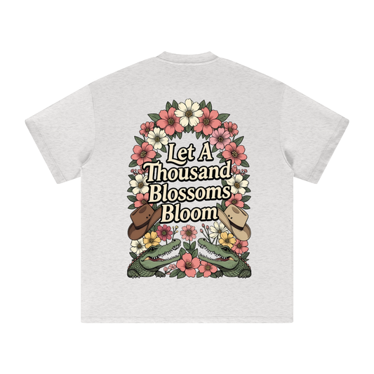 Let A Thousand Blossoms Bloom (Back Design) — Australian Political Heavyweight Earth Tone T-Shirt Cotton Tee | Ashpolitik