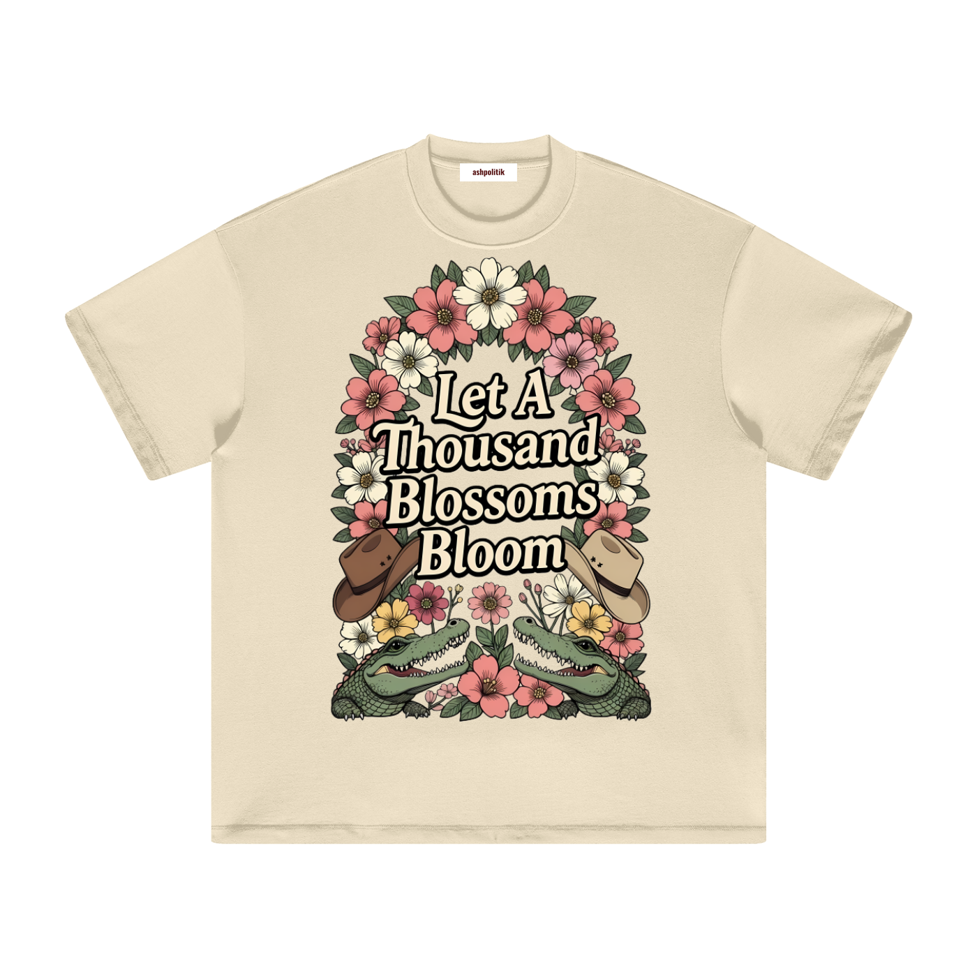 Let A Thousand Blossoms Bloom — Australian Political Heavyweight Earth Tone T-Shirt Cotton Tee | Ashpolitik