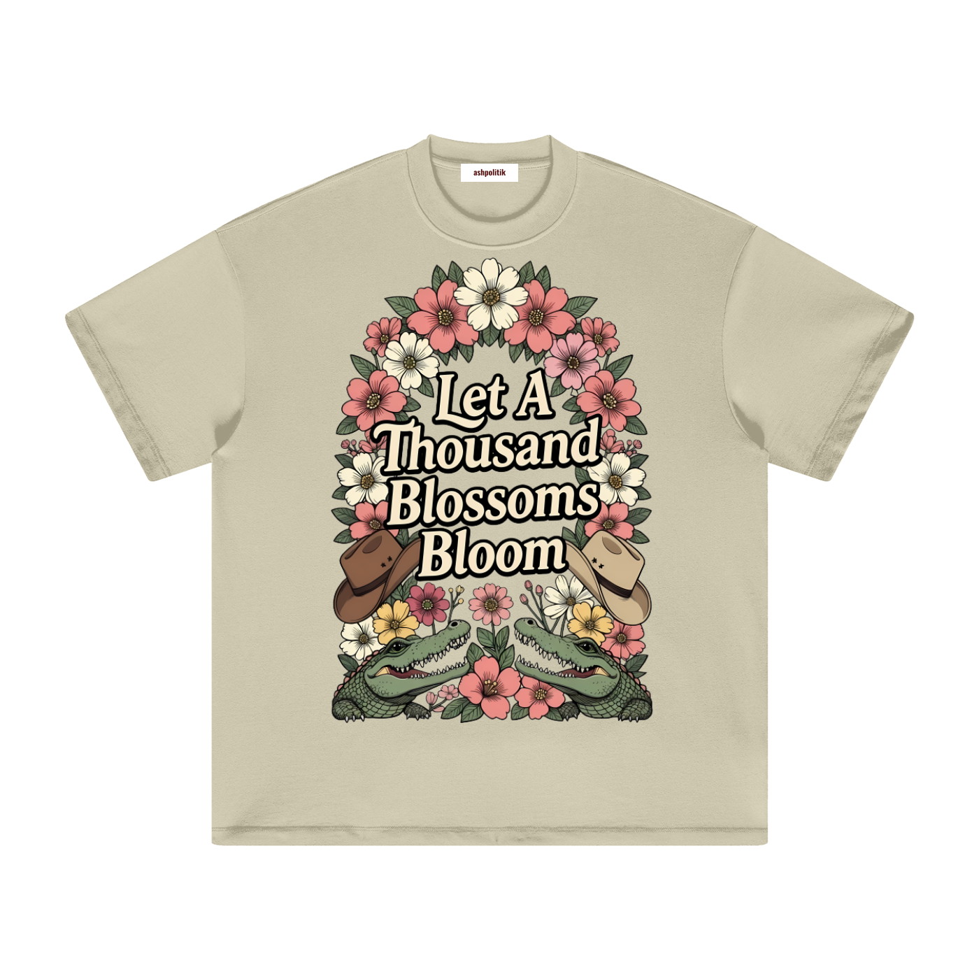 Let A Thousand Blossoms Bloom — Australian Political Heavyweight Earth Tone T-Shirt Cotton Tee | Ashpolitik