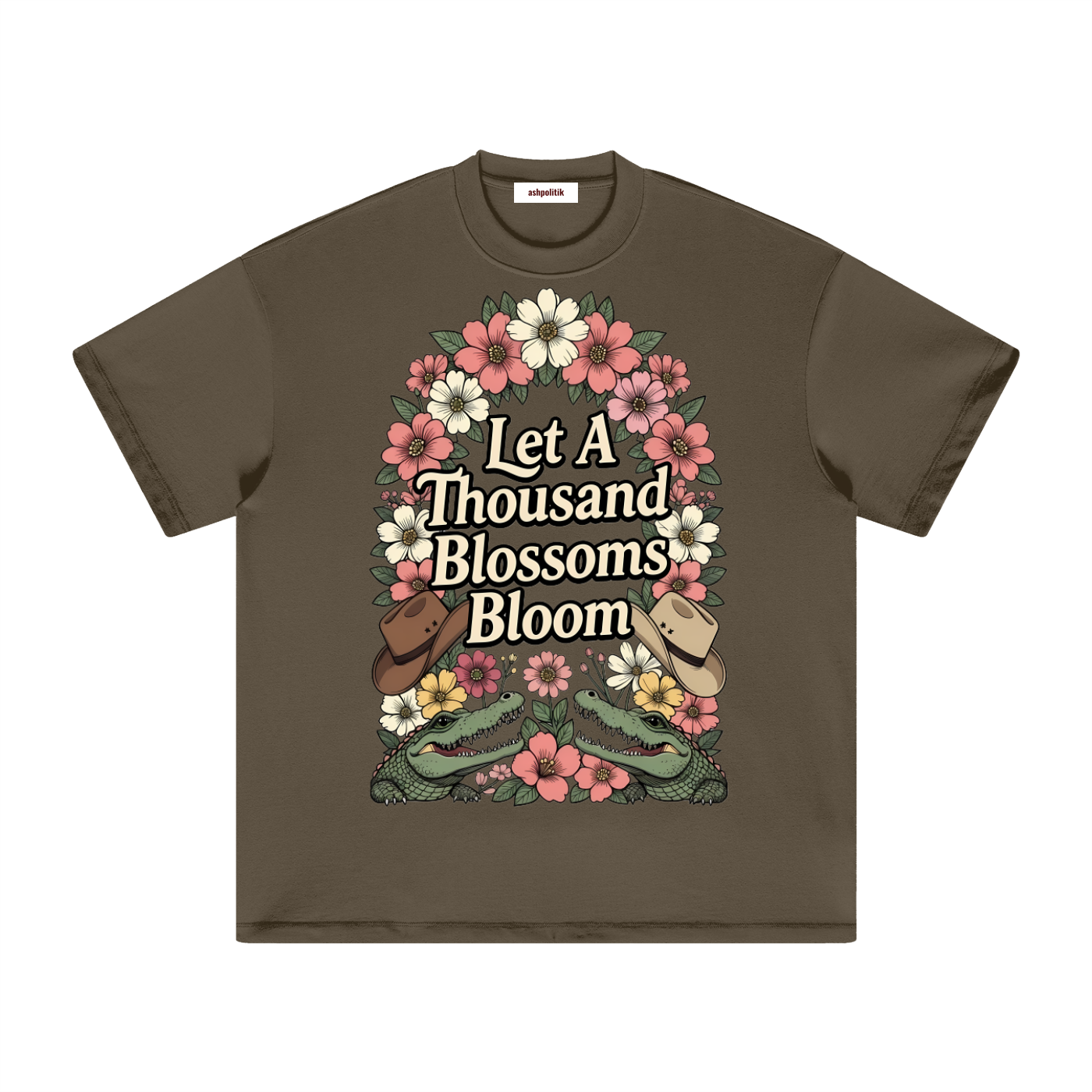 Let A Thousand Blossoms Bloom — Australian Political Heavyweight Earth Tone T-Shirt Cotton Tee | Ashpolitik